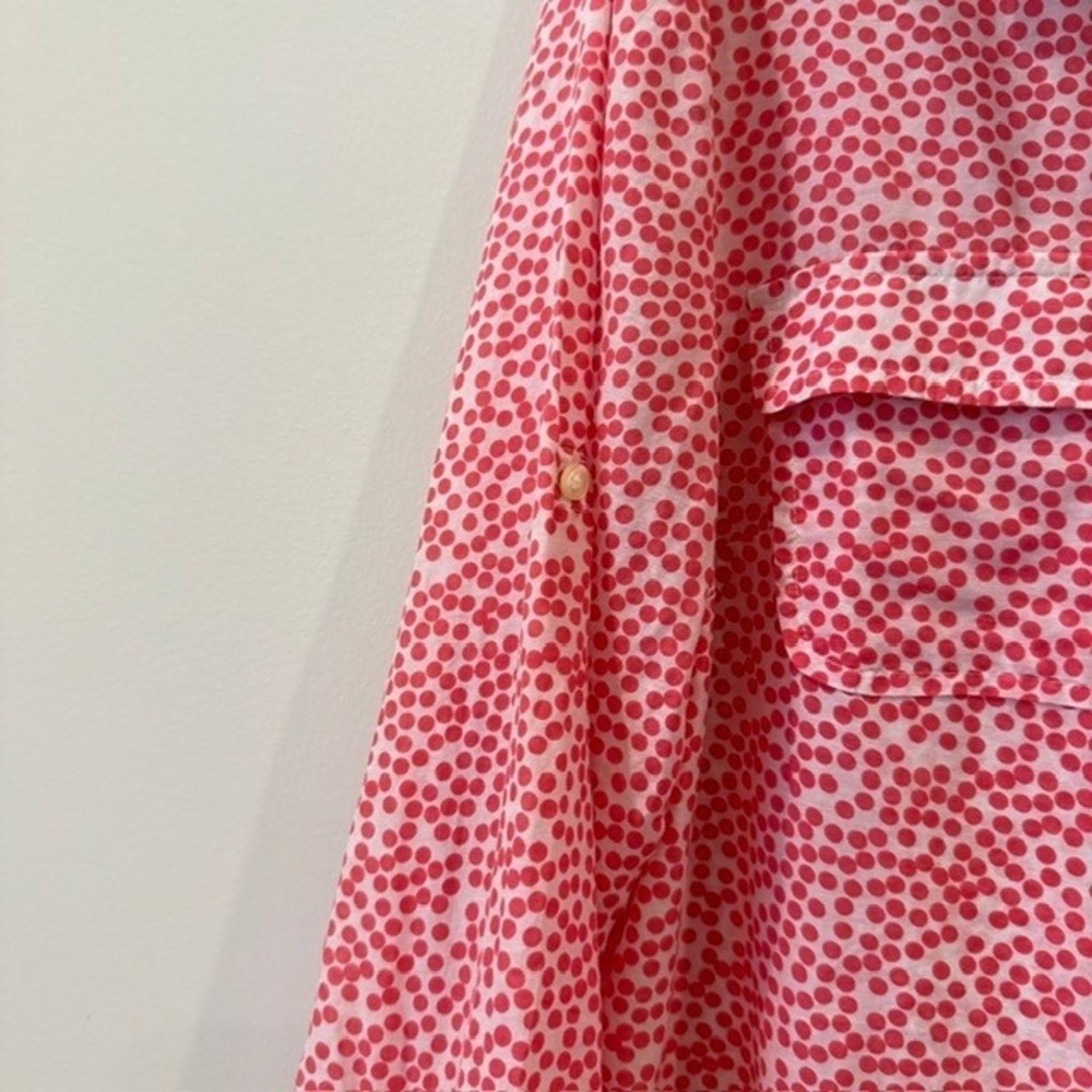 Ann Taylor Polka Dot 100% Silk Button Down Blouse Roll Tab Sleeves | Size 16 - Picture 6 of 10